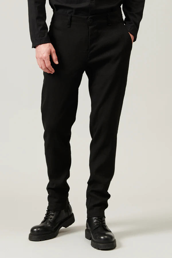 Virgin wool, cotton and hemp stretch chino trousers black