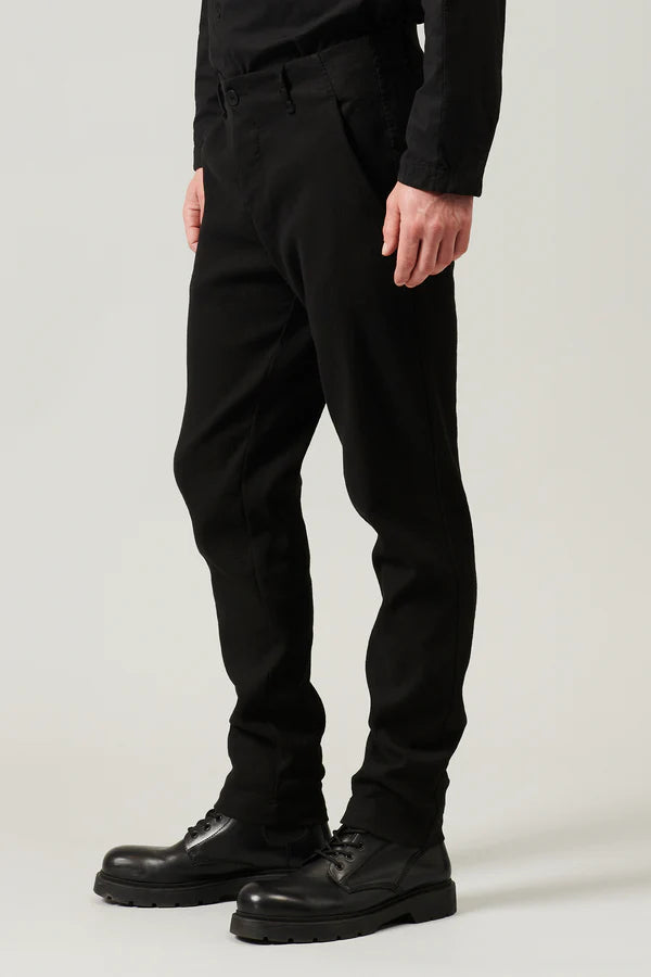 Virgin wool, cotton and hemp stretch chino trousers black