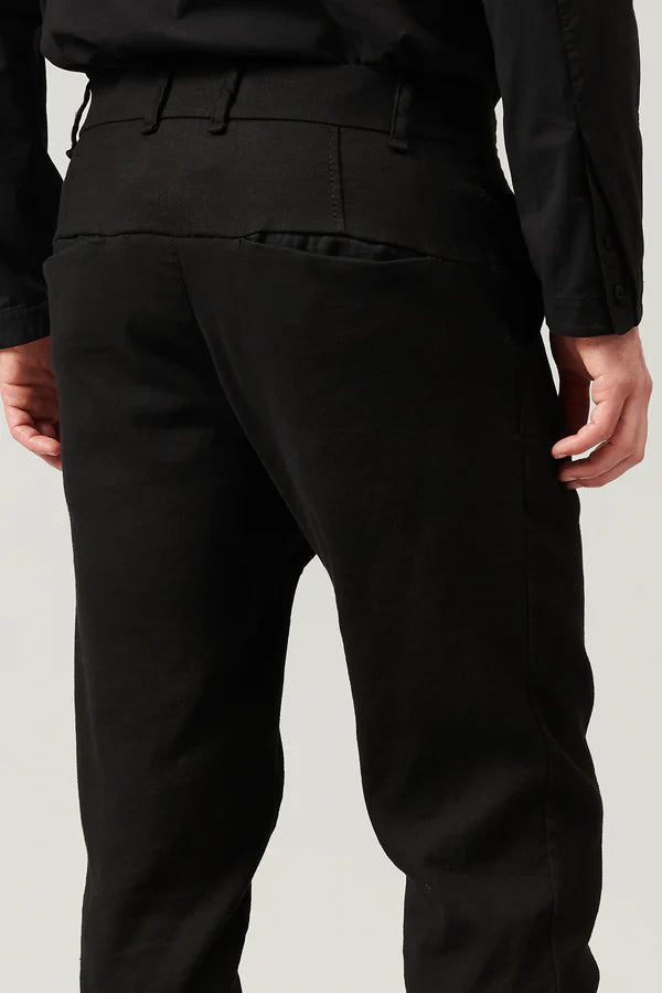 Virgin wool, cotton and hemp stretch chino trousers black