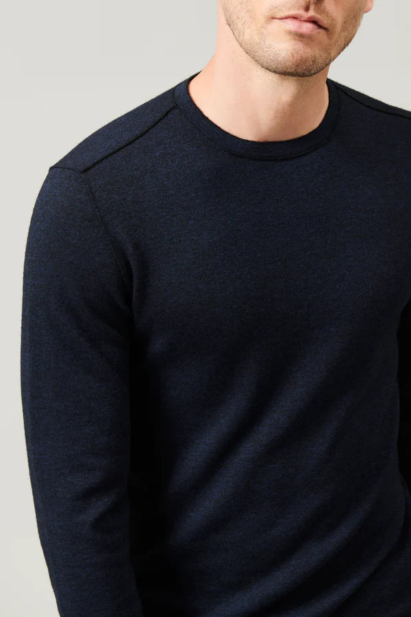 Regular-fit round-neck knit in viscose and wool blue