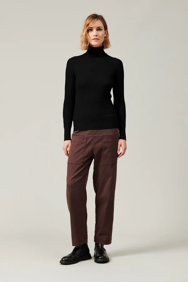 Turtleneck ribbed extrafine wool knit