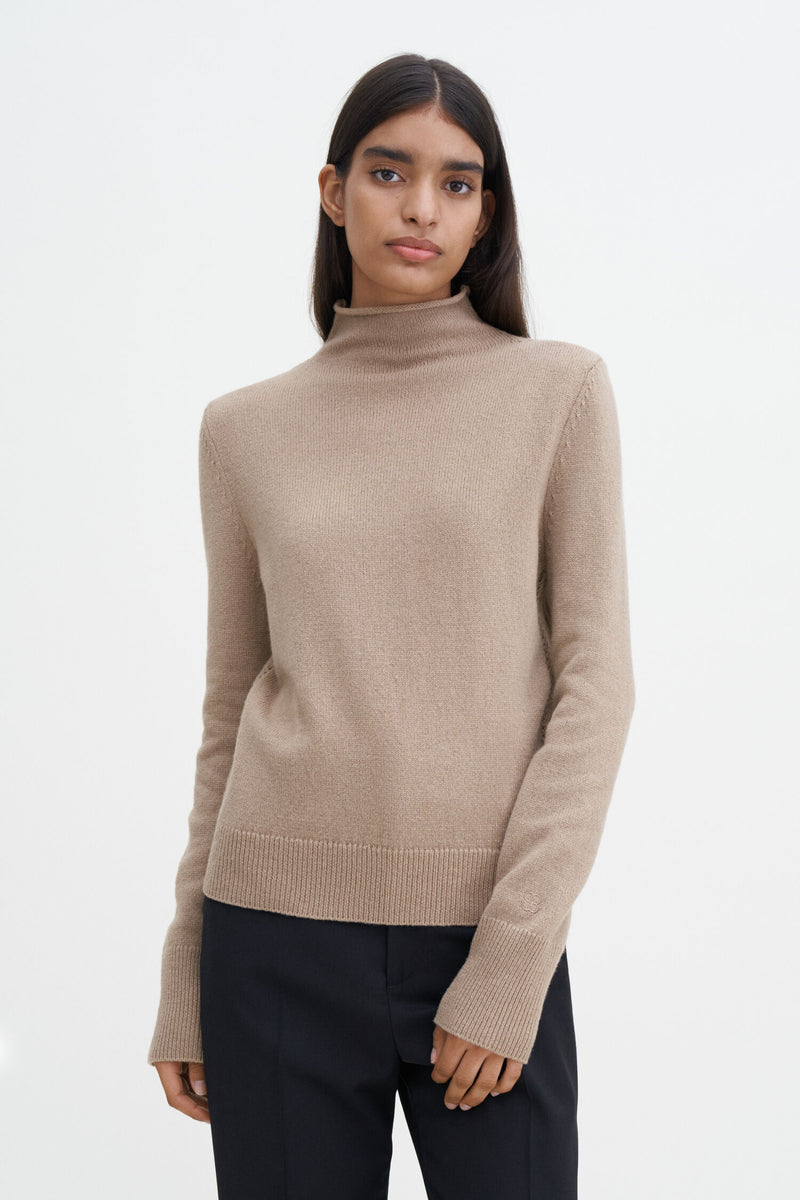 Soft Funnelneck Sweater dark beige