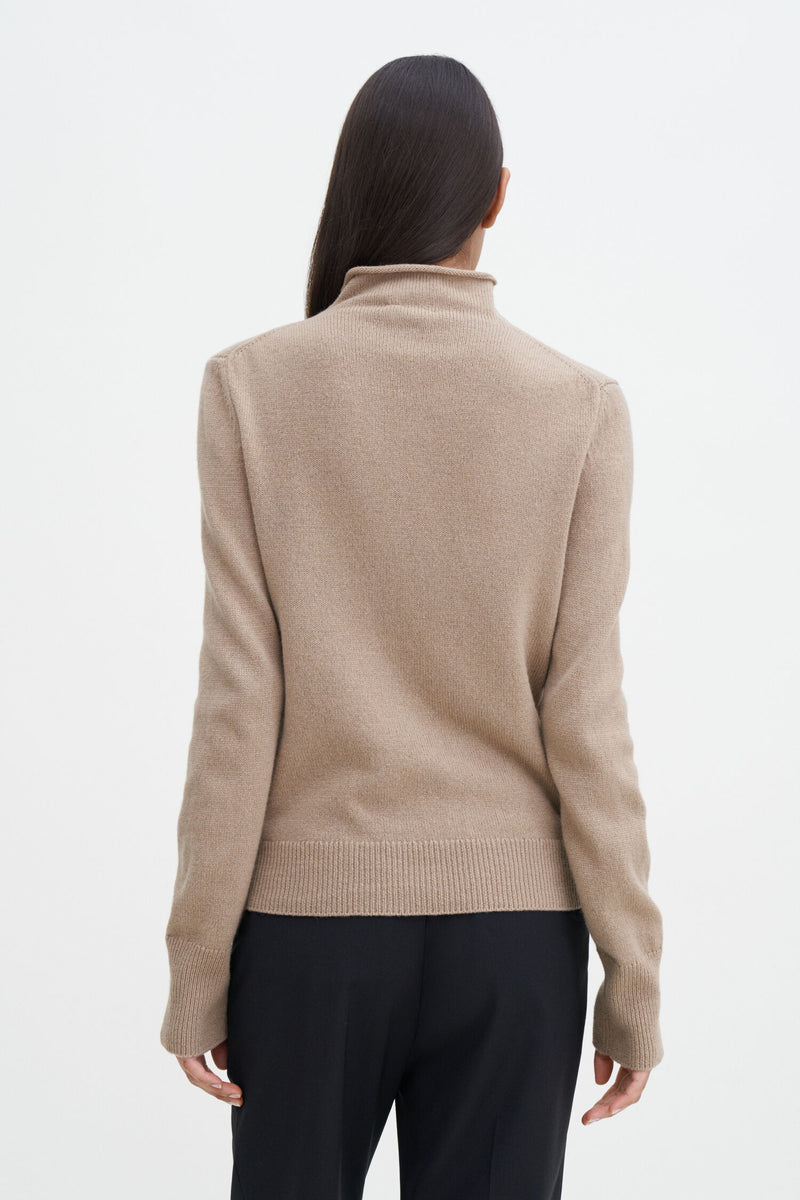 Soft Funnelneck Sweater dark beige