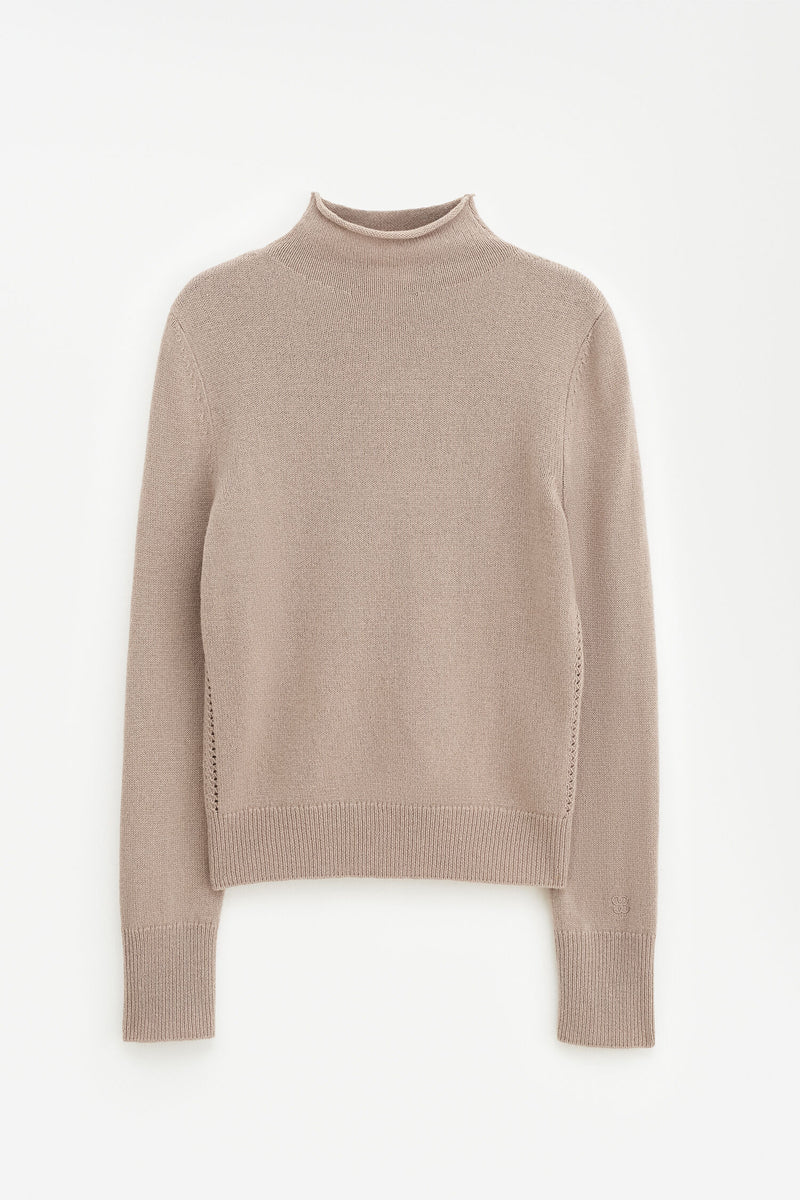 Soft Funnelneck Sweater dark beige