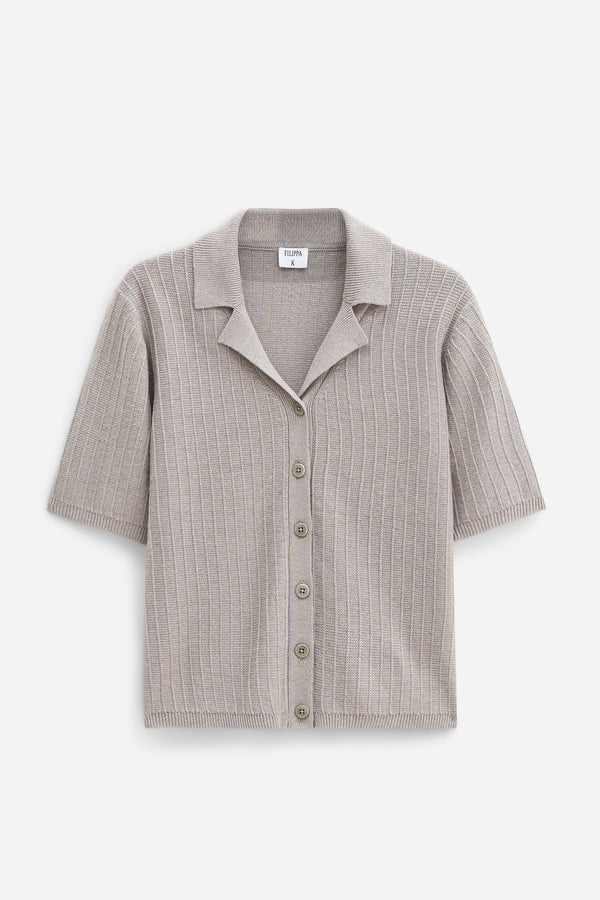 Shortsleeve Collar Cardigan Moss grey