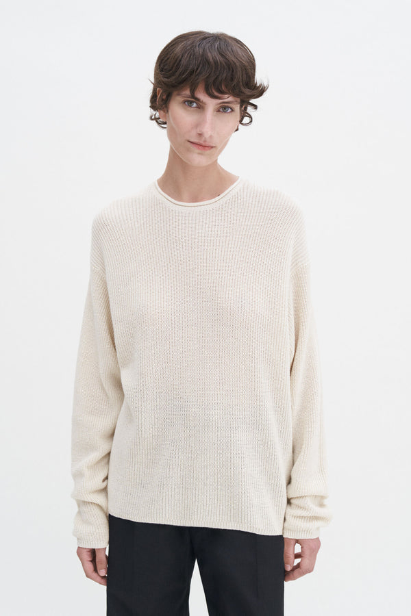 Relaxed Linen Sweater cream white