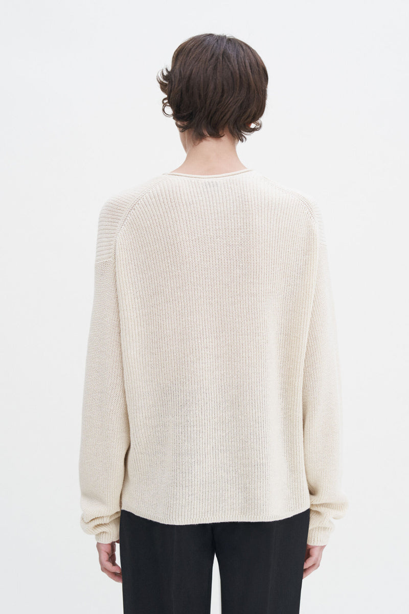 Relaxed Linen Sweater cream white