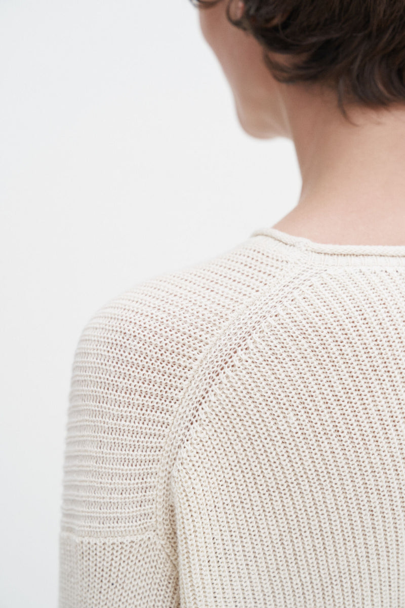 Relaxed Linen Sweater cream white