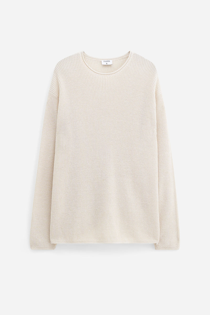 Relaxed Linen Sweater cream white