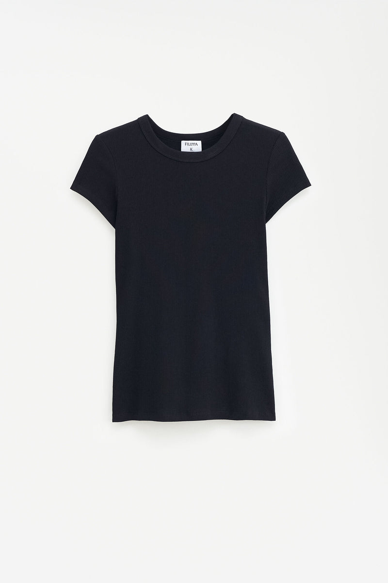 FINE RIB TEE black