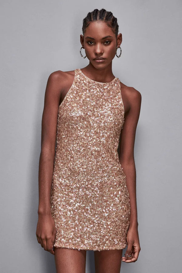 Besticktes Kleid mit Pailletten