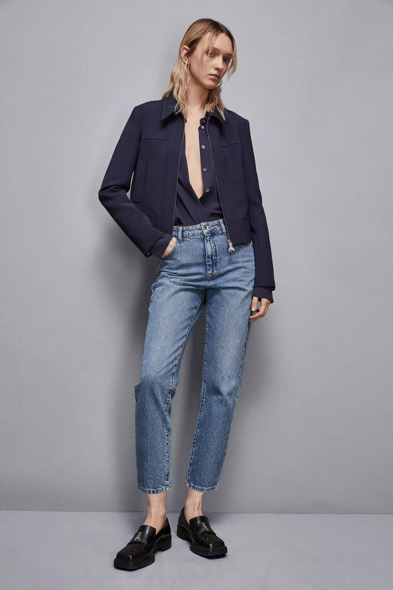 Cropped-Jacke „Essential“ mit Reißverschluss navy