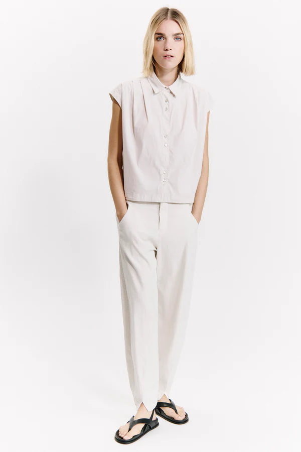Short oversized shirt in stretch cotton poplin
