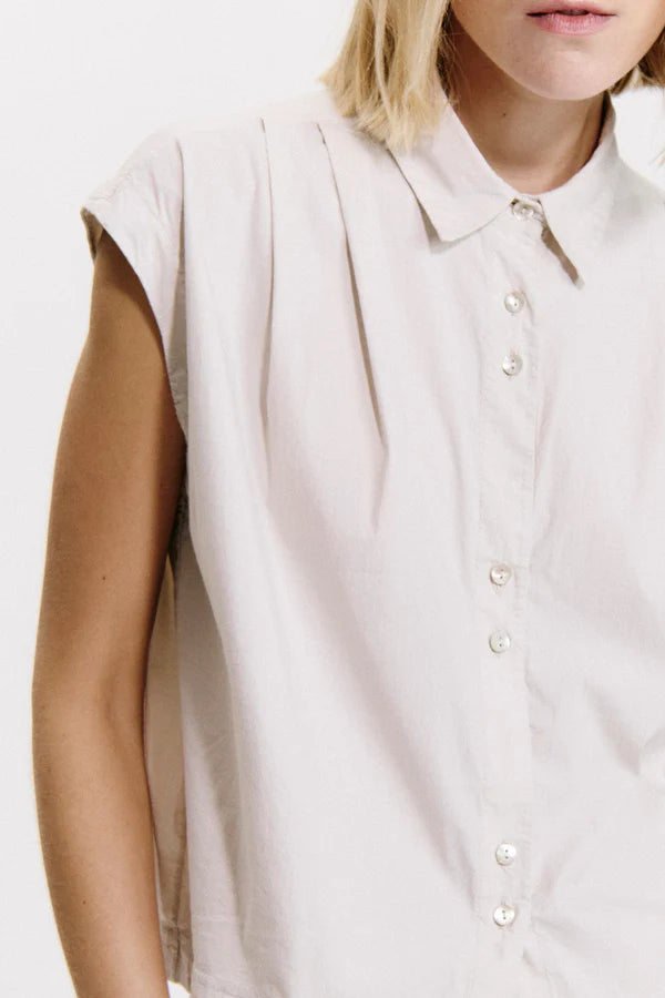 Short oversized shirt in stretch cotton poplin