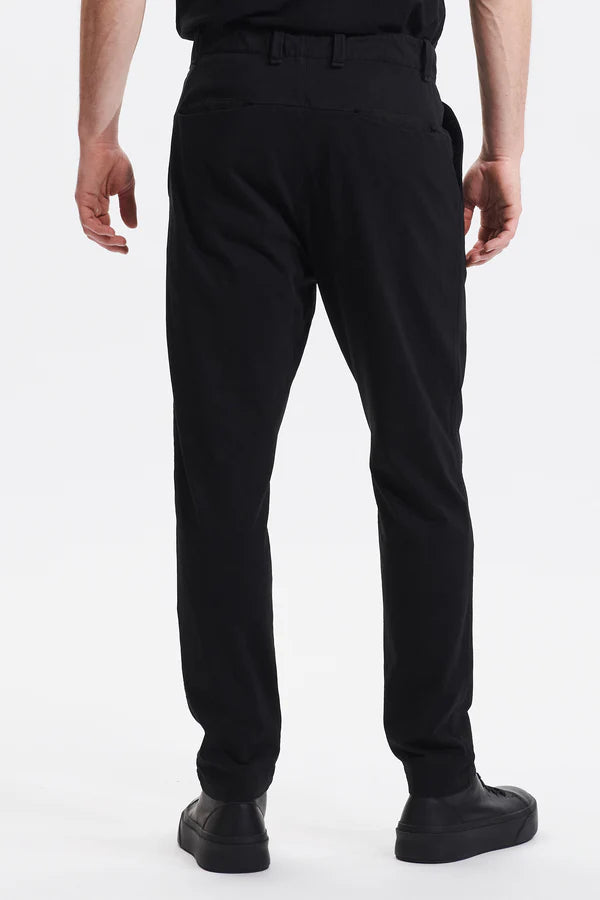 Loose fit chino trousers in heavy cotton jersey with elasticated waistband