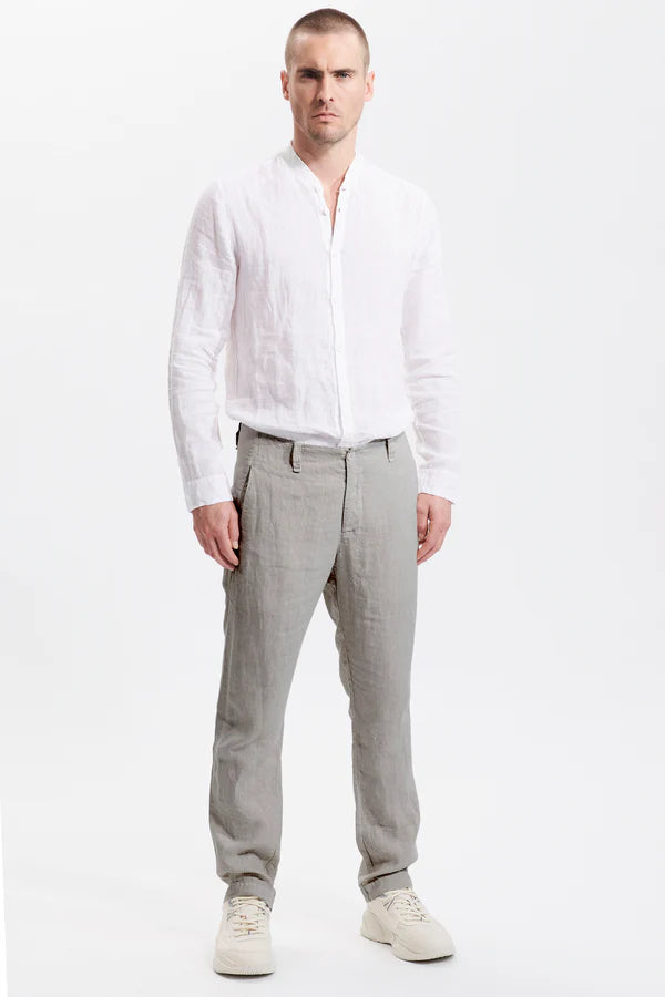 Regular fit-linen trousers clay