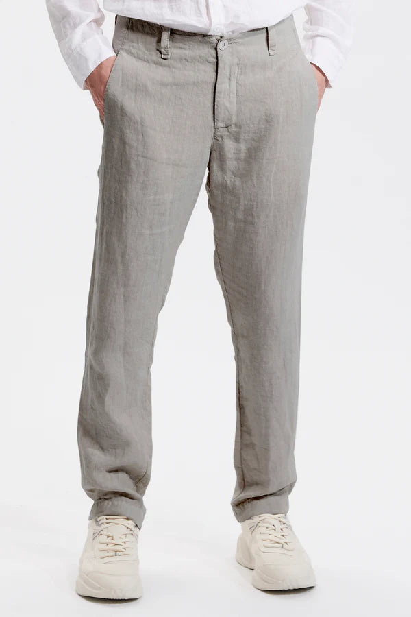 Regular fit-linen trousers clay