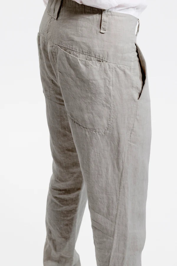 Regular fit-linen trousers clay