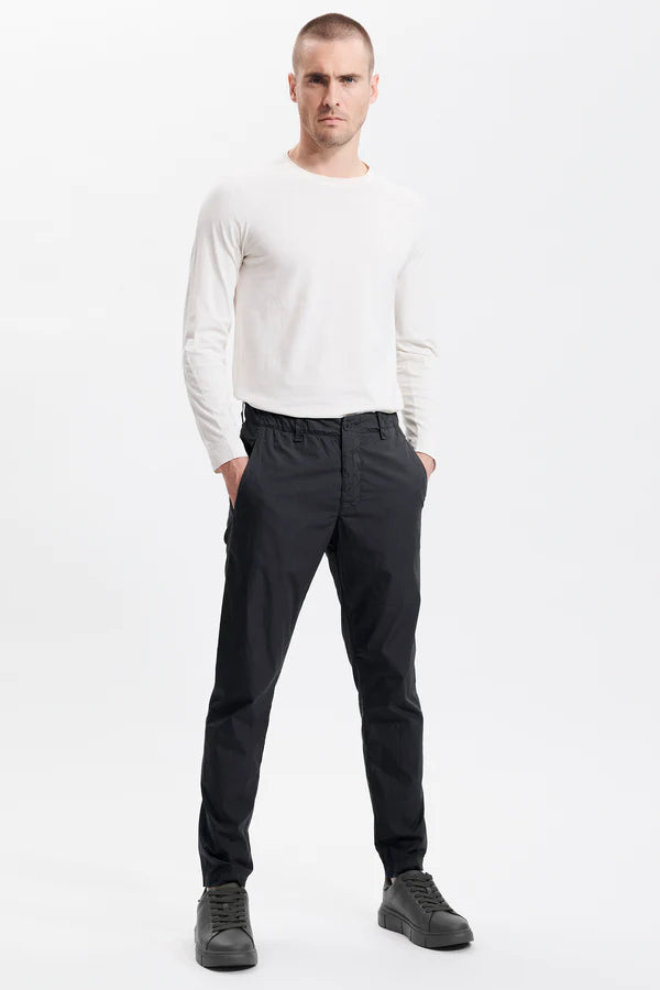 Light cotton chino trousers with elastic waistband charcoal