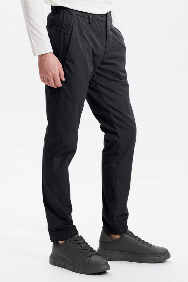 Light cotton chino trousers with elastic waistband charcoal