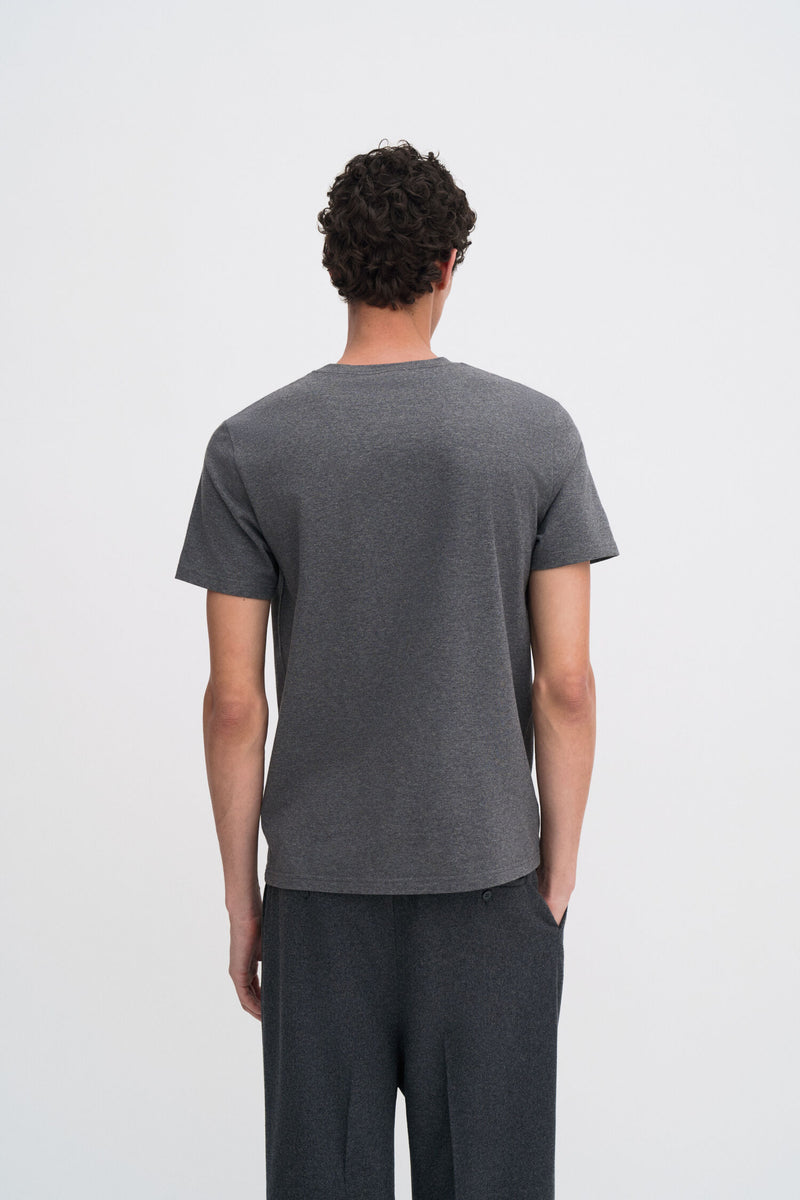 Stretch Cotton Tee Anthracite Melange