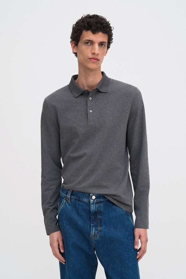 Luke Stretch Polo Shirt Anthracite Melange
