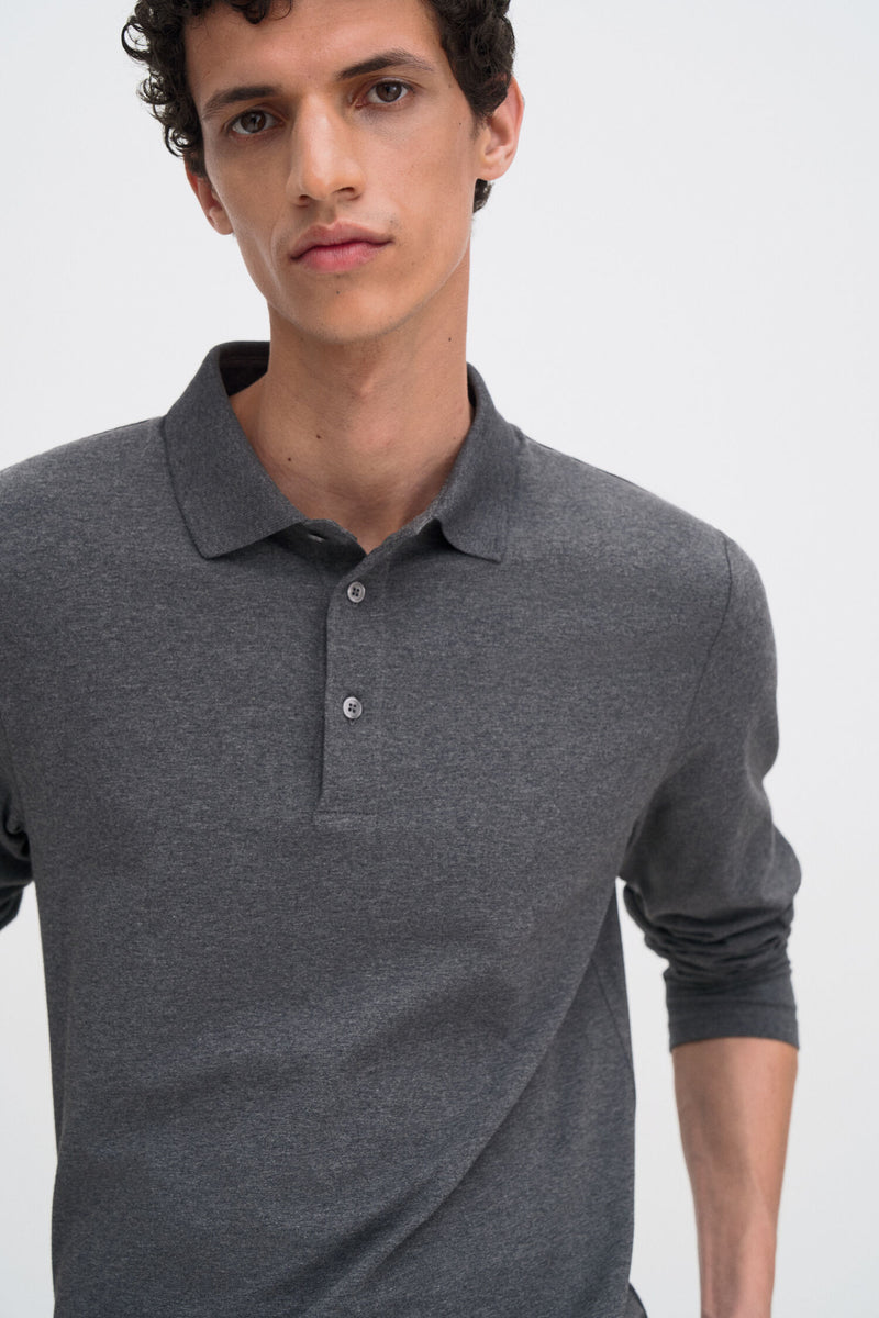 Luke Stretch Polo Shirt Anthracite Melange