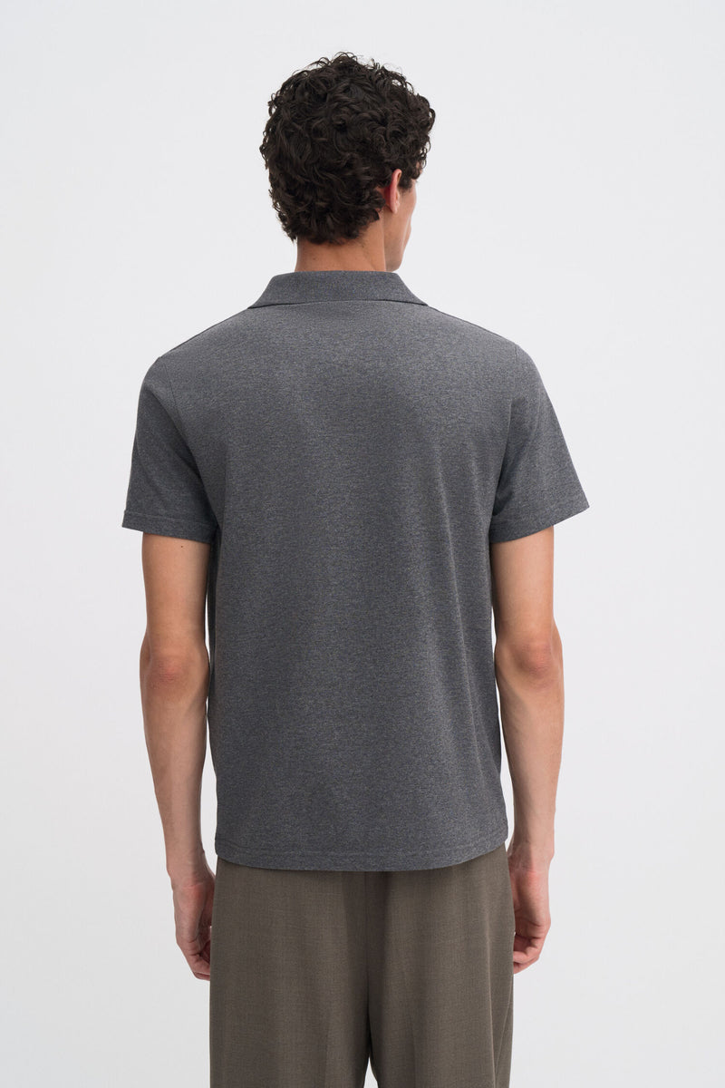 Stretch Cotton Polo T-Shirt Anthracite Melange