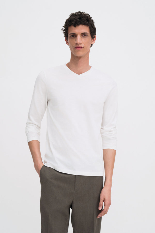 Cotton Jersey V-Neck Tee white
