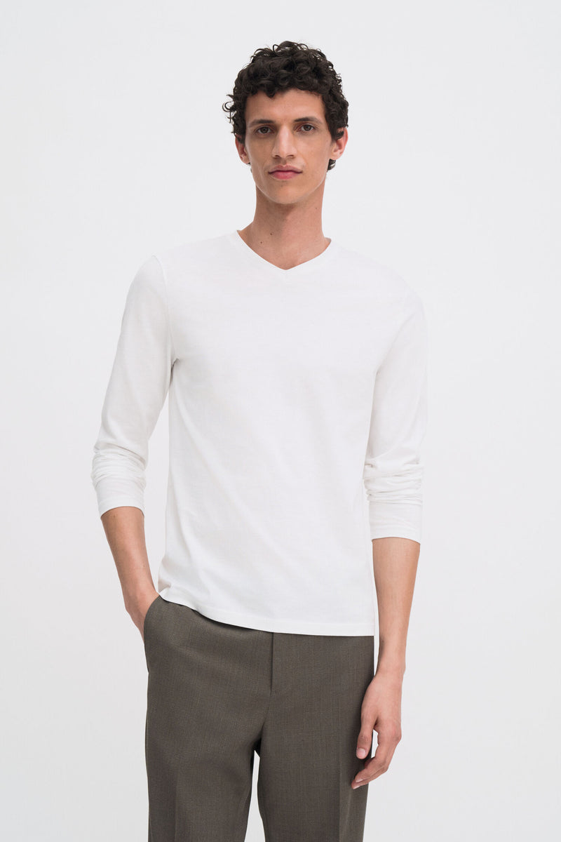 Cotton Jersey V-Neck Tee white