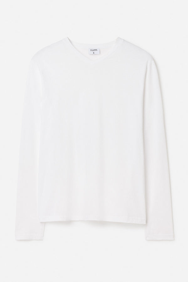 Cotton Jersey V-Neck Tee white