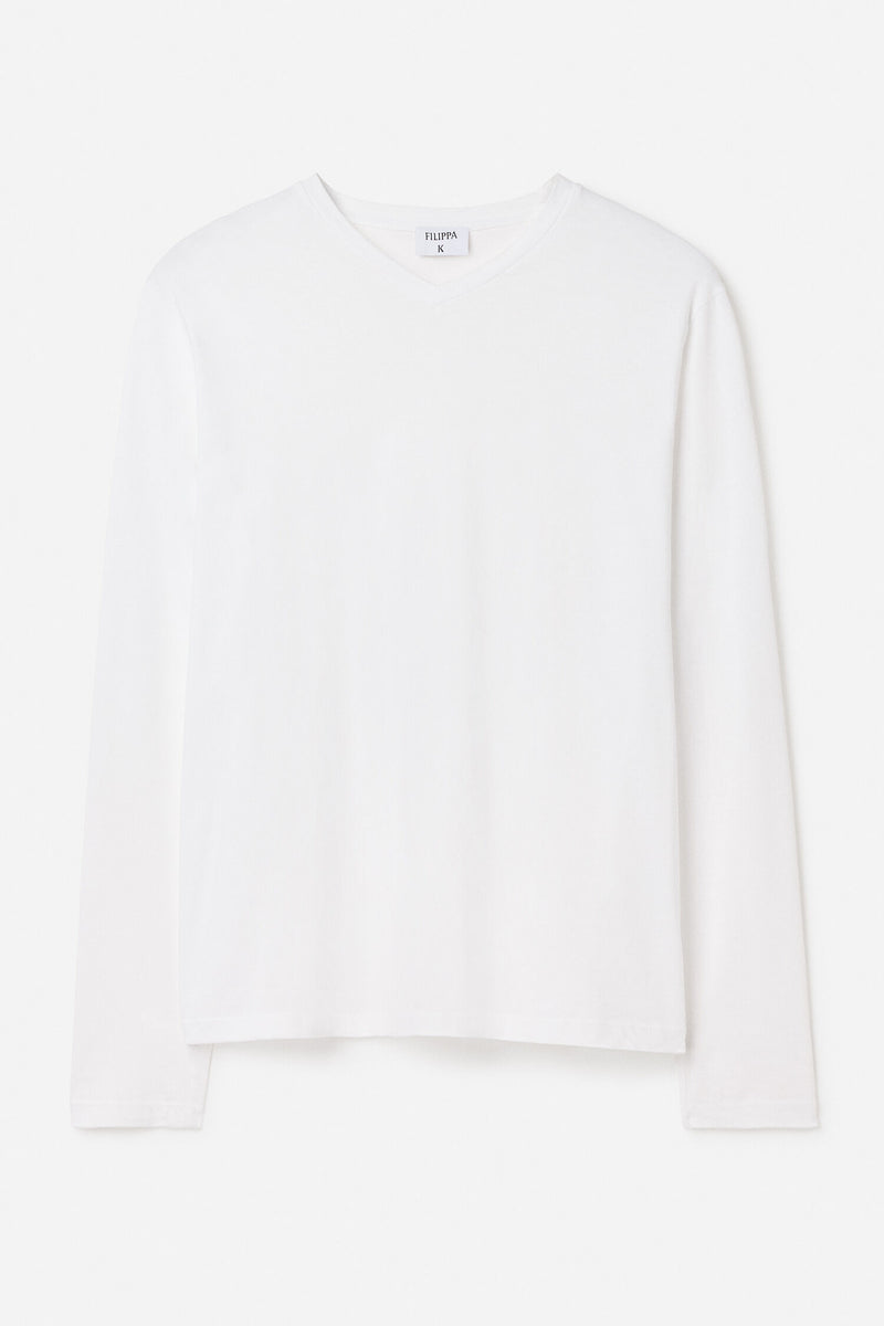 Cotton Jersey V-Neck Tee white