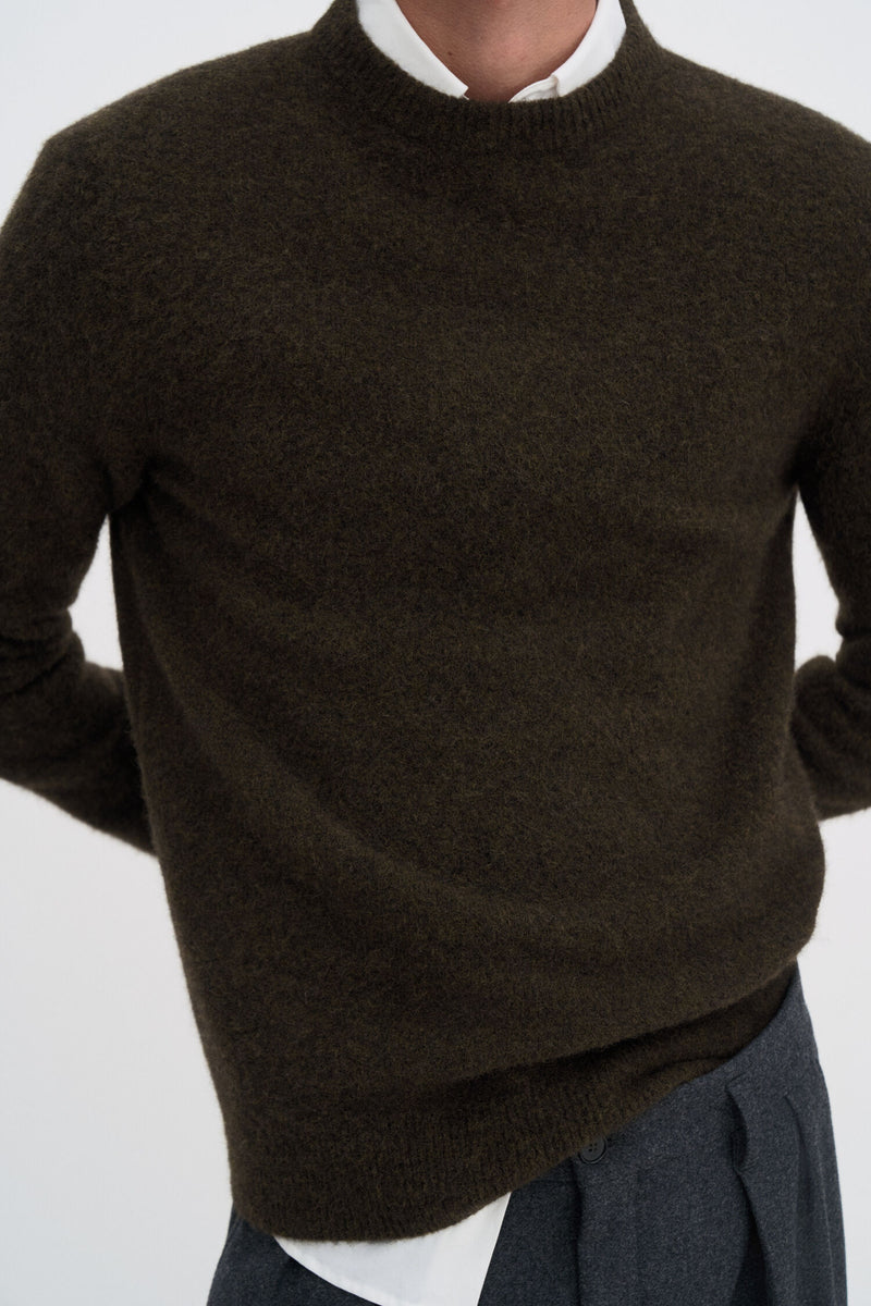 Yak Sweater Dark Khaki Green