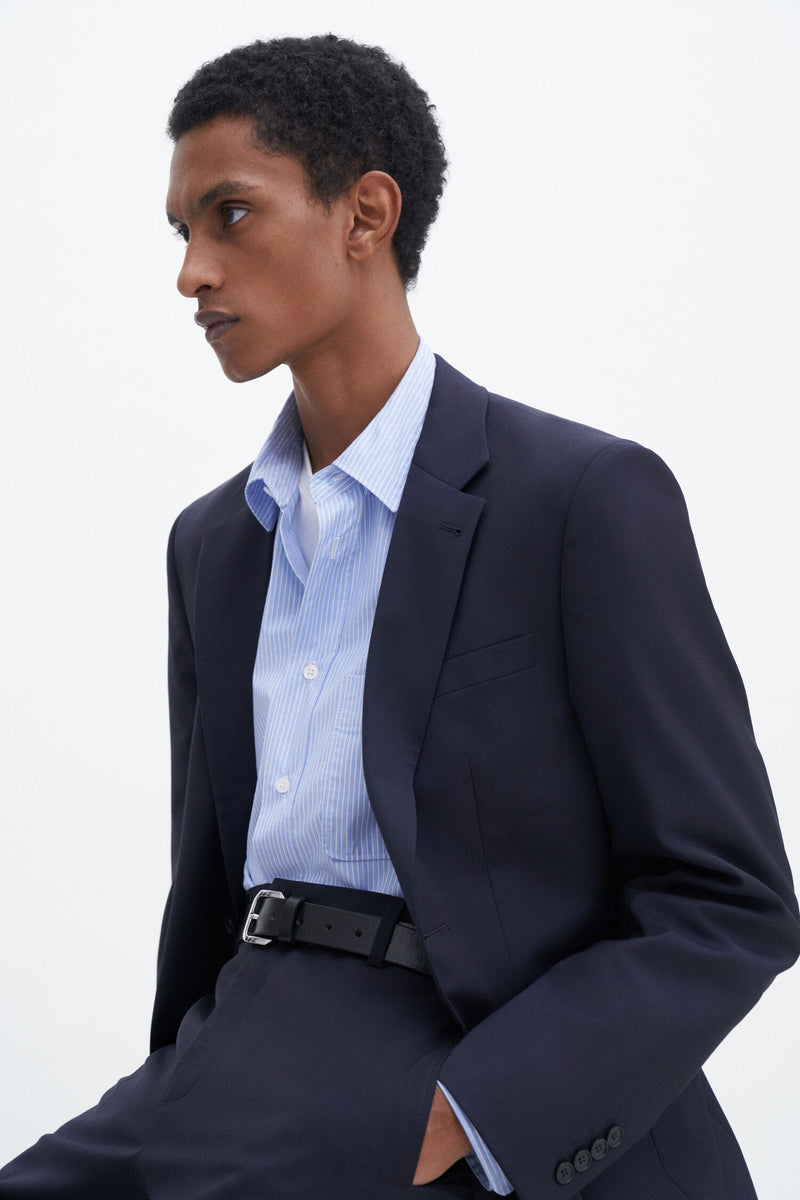 Slim Wool Blazer Navy