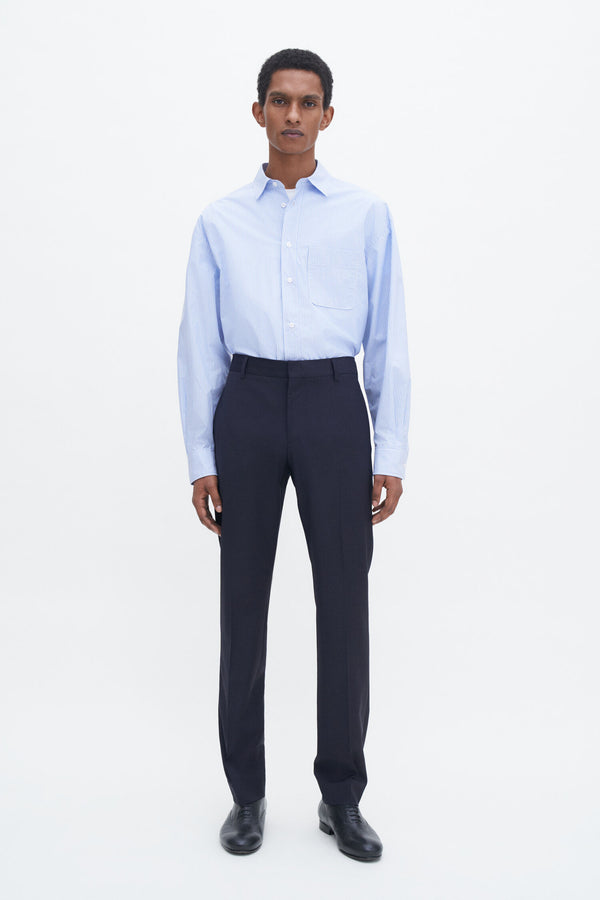 Slim Tapered Wool Trousers Navy