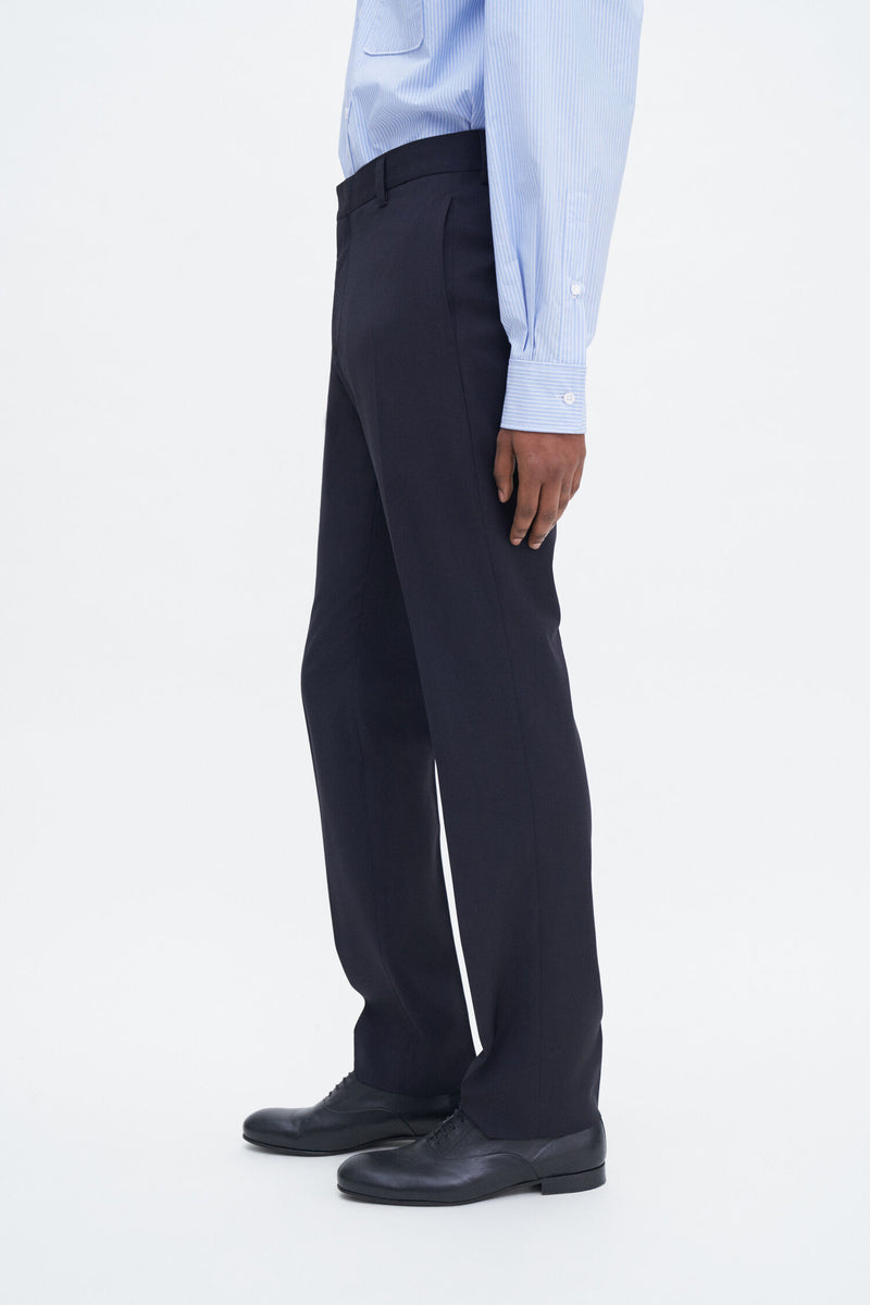 Slim Tapered Wool Trousers Navy