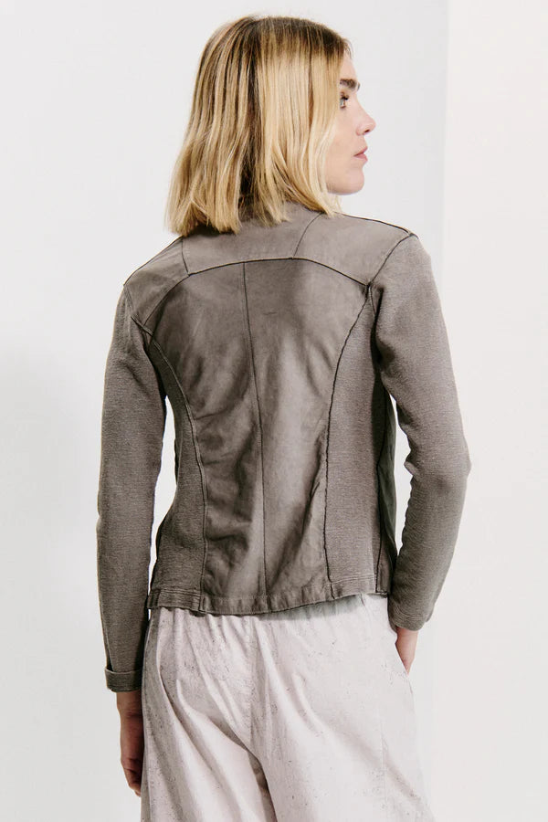 Slim fit zipped short jacket with knitted inserts