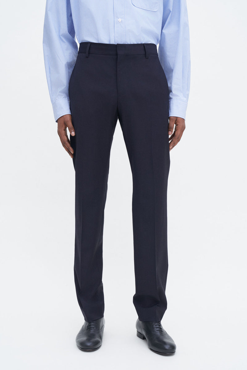 Slim Tapered Wool Trousers Navy
