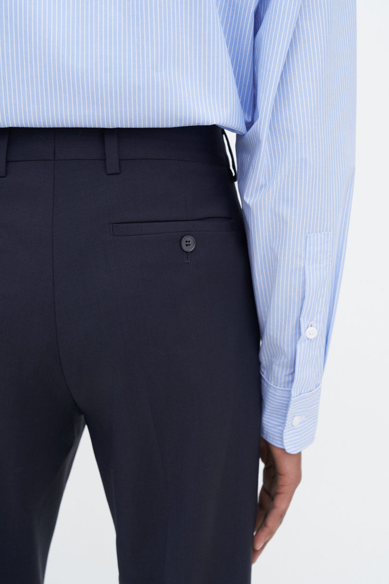Slim Tapered Wool Trousers Navy
