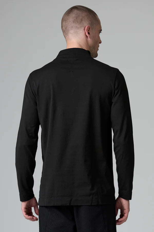 Regular fit turtleneck t-shirt in cotton jersey with knitted inserts