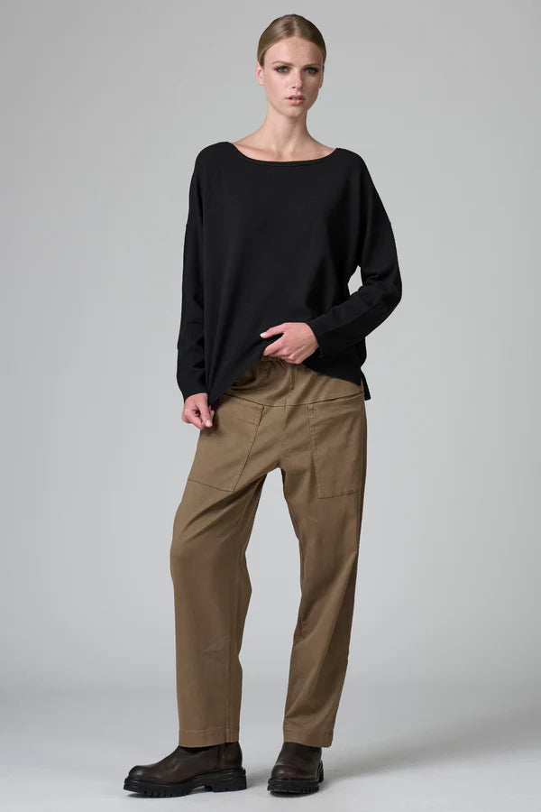 Oversized viscose and wool knit. boxed shaped, boat neck