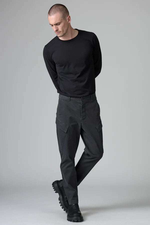 Regular fit cargo trousers in compact stretch cotton gabardine