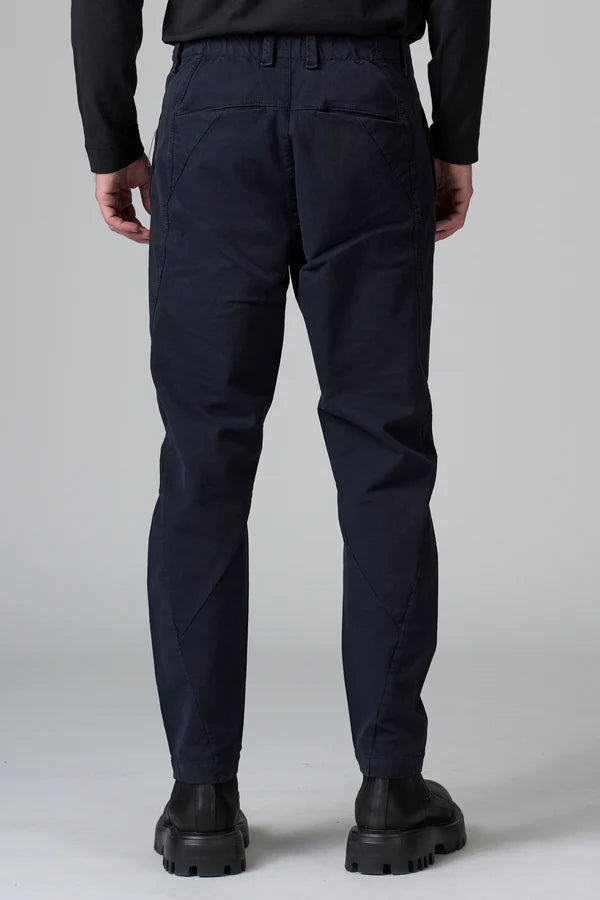 Stretch cotton satin regular fit chino trousers with hand-embroidered small pocket on left hip