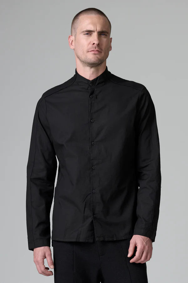 Regular fit mandarin collar shirt in cotton dobby