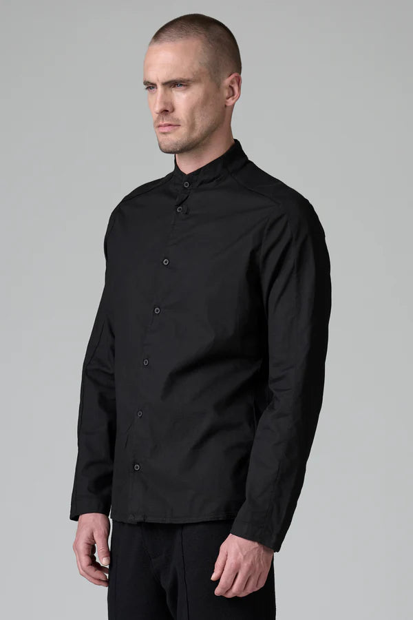 Regular fit mandarin collar shirt in cotton dobby
