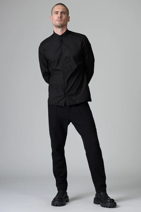 Regular fit mandarin collar shirt in cotton dobby