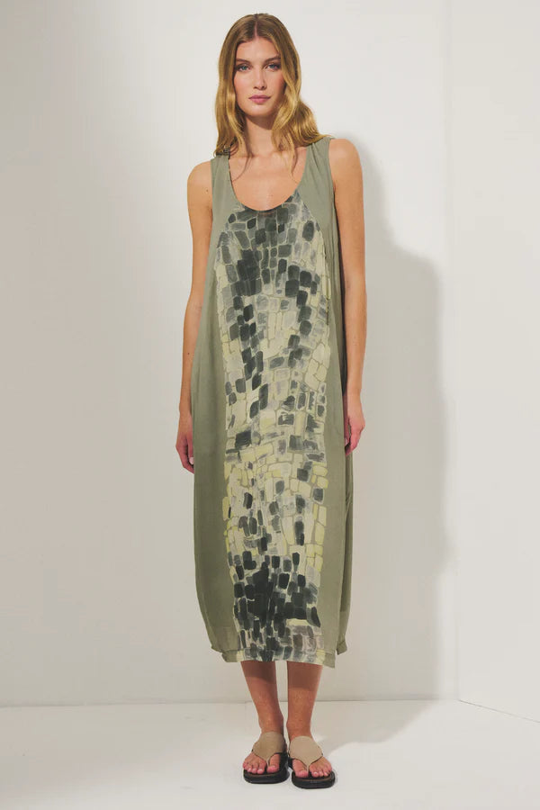 Printed viscose georgette long dress