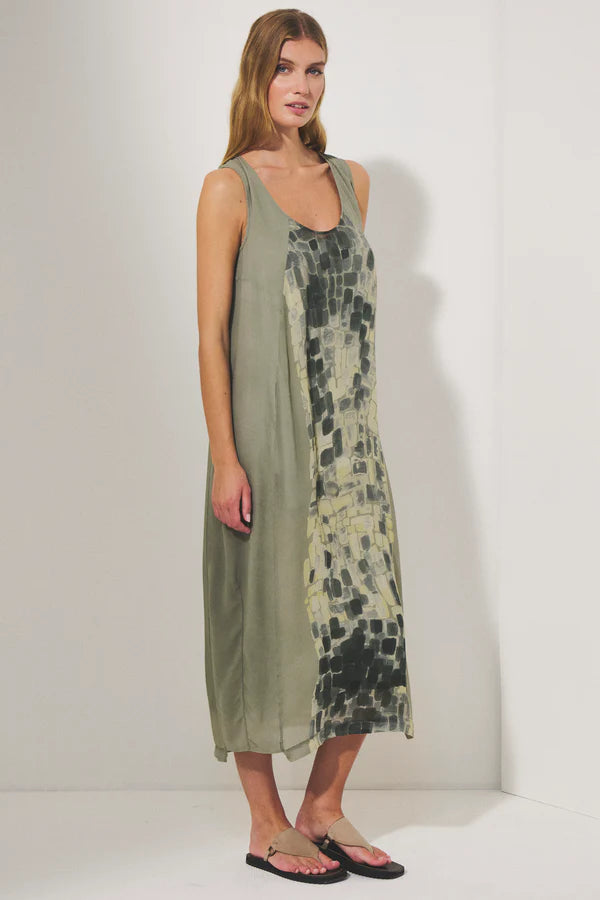 Printed viscose georgette long dress