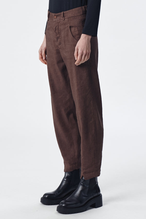 Comfort fit wool linen Trouser Brown