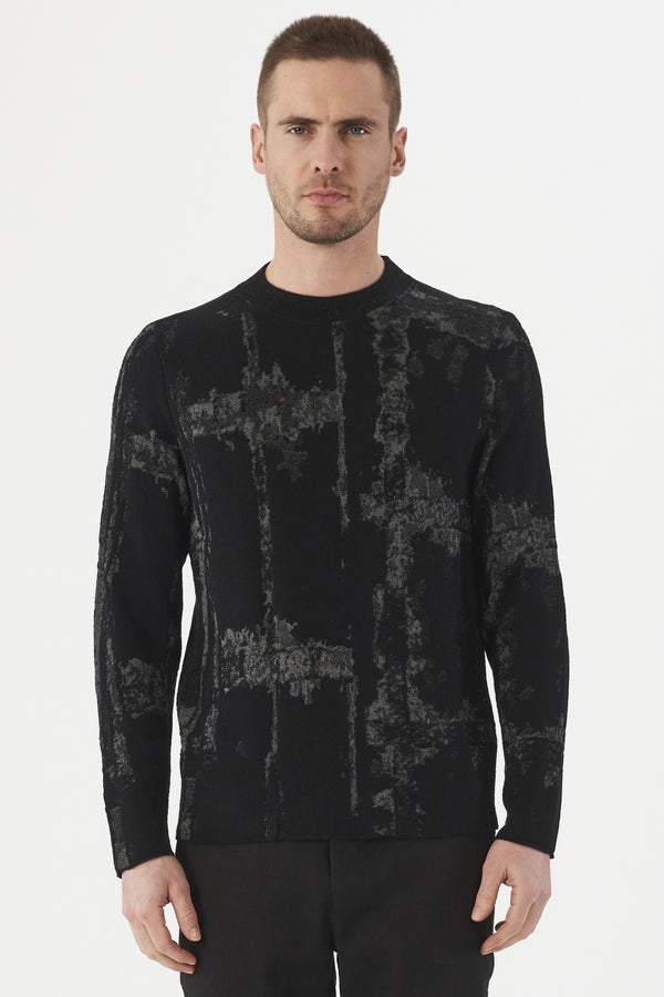 Virgin wool and viscose jacquard Pullover